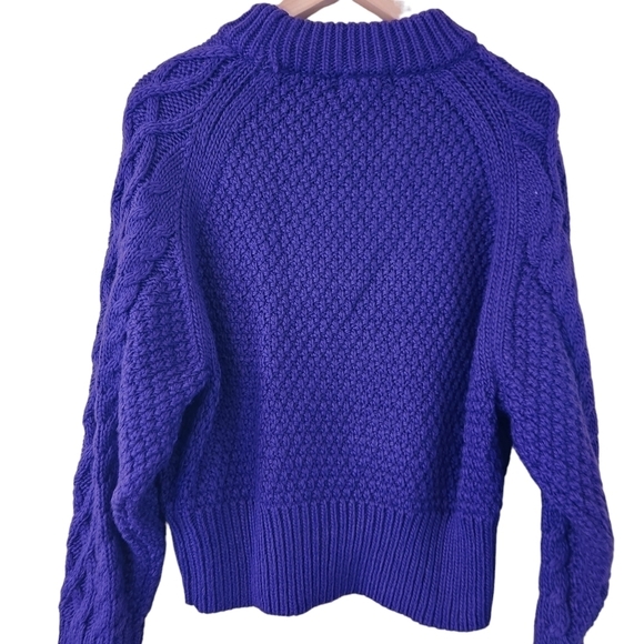 NWT H&M purple long-sleeve cable knit wool  sweater top jumper - Picture 12 of 15
